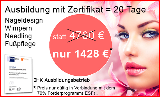 Ausbildung zur Wimpern Stylist:in, Micro Needling, Nageldesign und kosm. Fusspflege